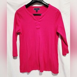 Lands' End Fuchsia 3/4 Sleeve Top
